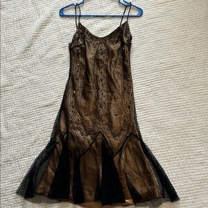 Dave & Johnny Black and Brown Midi Dress